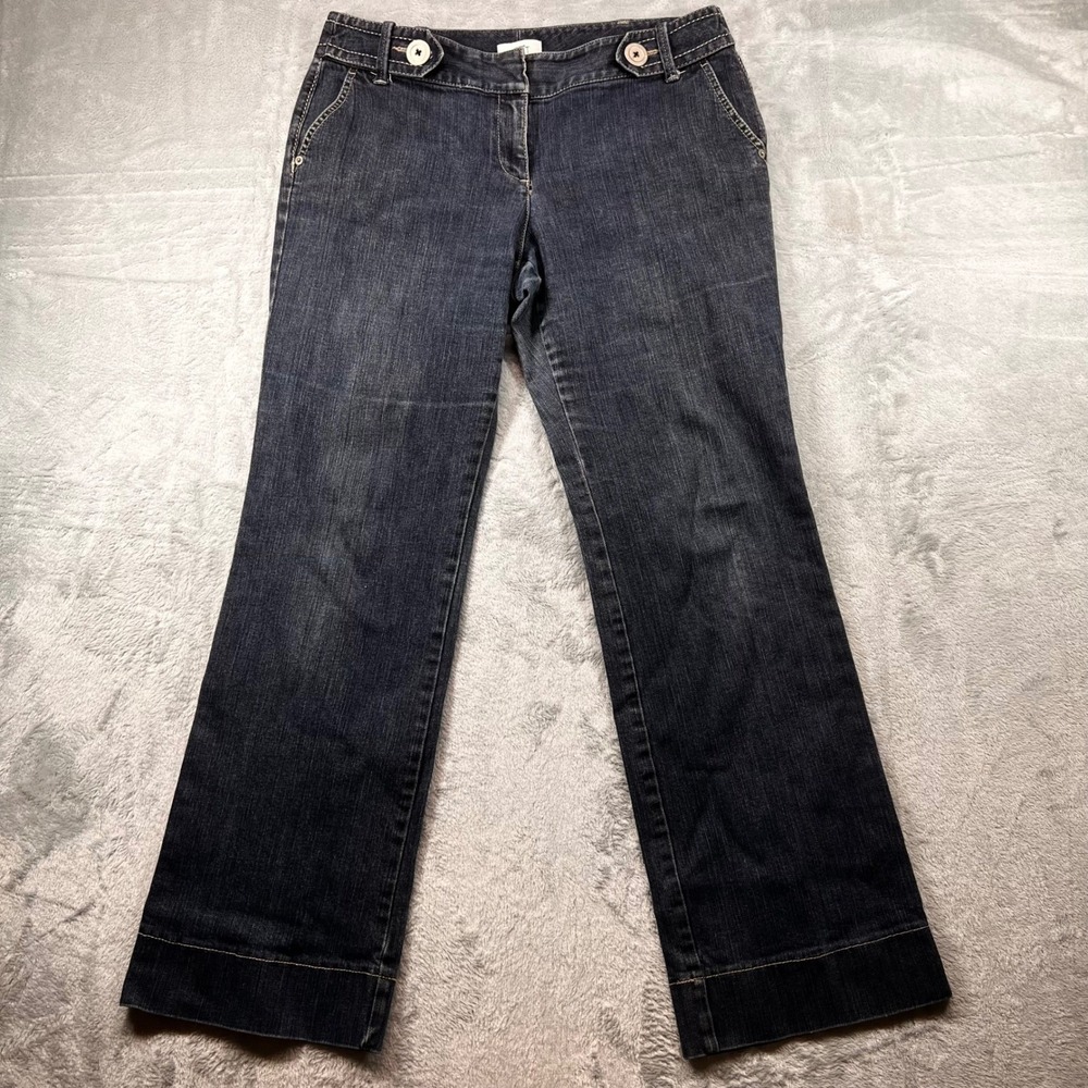 Ann Taylor Loft Womens Size 8 Dark Wash Wide Leg Denim Trouser Whimsical